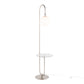 Trombone Contemporary/Glam Floor Lamp in Nickel Metal with Clear Glass Shelf By LumiSource | Floor Lamps | Modishstore
