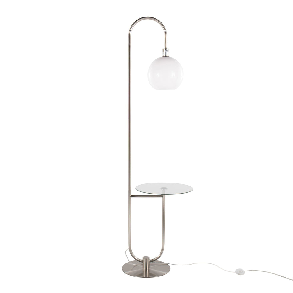 Trombone Contemporary/Glam Floor Lamp in Nickel Metal with Clear Glass Shelf By LumiSource | Floor Lamps | Modishstore - 6