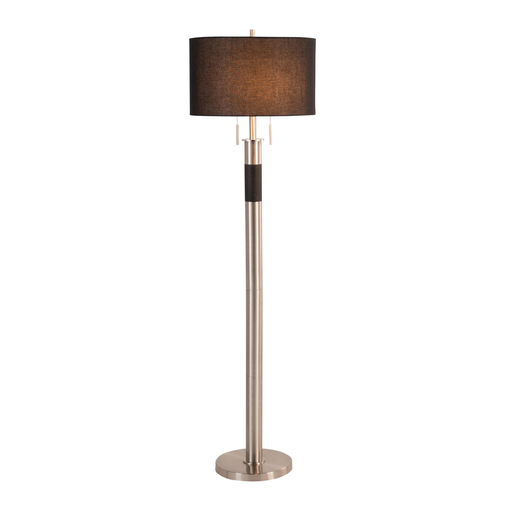 Trophy Industrial Floor Lamp in Nickel with Black Linen Shade By LumiSource | Floor Lamps | Modishstore - 5