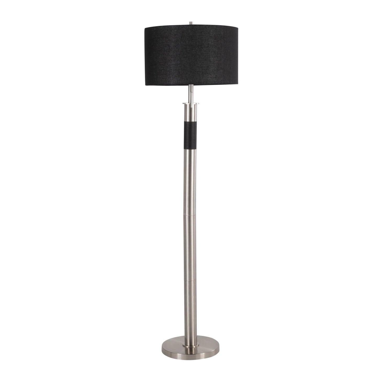 Trophy Industrial Floor Lamp in Nickel with Black Linen Shade By LumiSource | Floor Lamps | Modishstore - 6