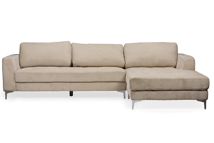 Baxton Studio Agnew Contemporary Light Beige Microfiber Right Facing Sectional Sofa | Sofas | Modishstore - 3