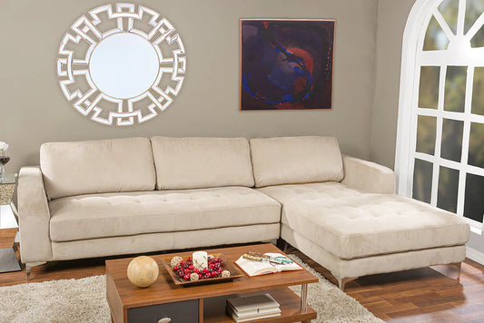 Baxton Studio Agnew Contemporary Light Beige Microfiber Right Facing Sectional Sofa | Sofas | Modishstore