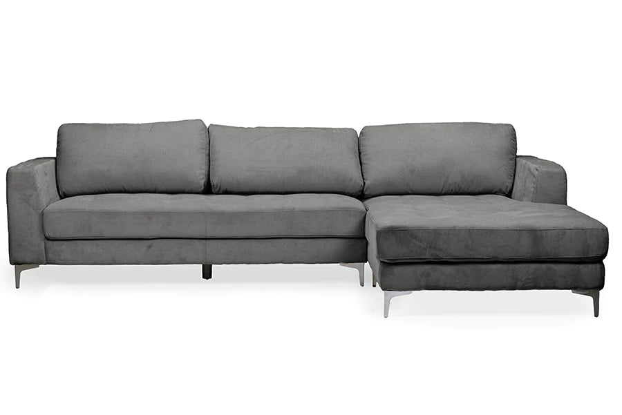 Baxton Studio Agnew Contemporary Light Beige Microfiber Right Facing Sectional Sofa | Sofas | Modishstore - 6