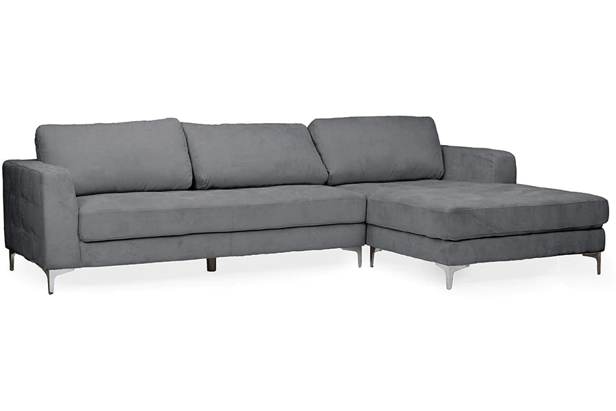 Baxton Studio Agnew Contemporary Light Beige Microfiber Right Facing Sectional Sofa | Sofas | Modishstore - 5