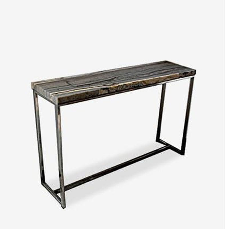 (LS) Uptown Onyx Console Table With Stainless Steel Base-Dark Color | Console Tables | Modishstore