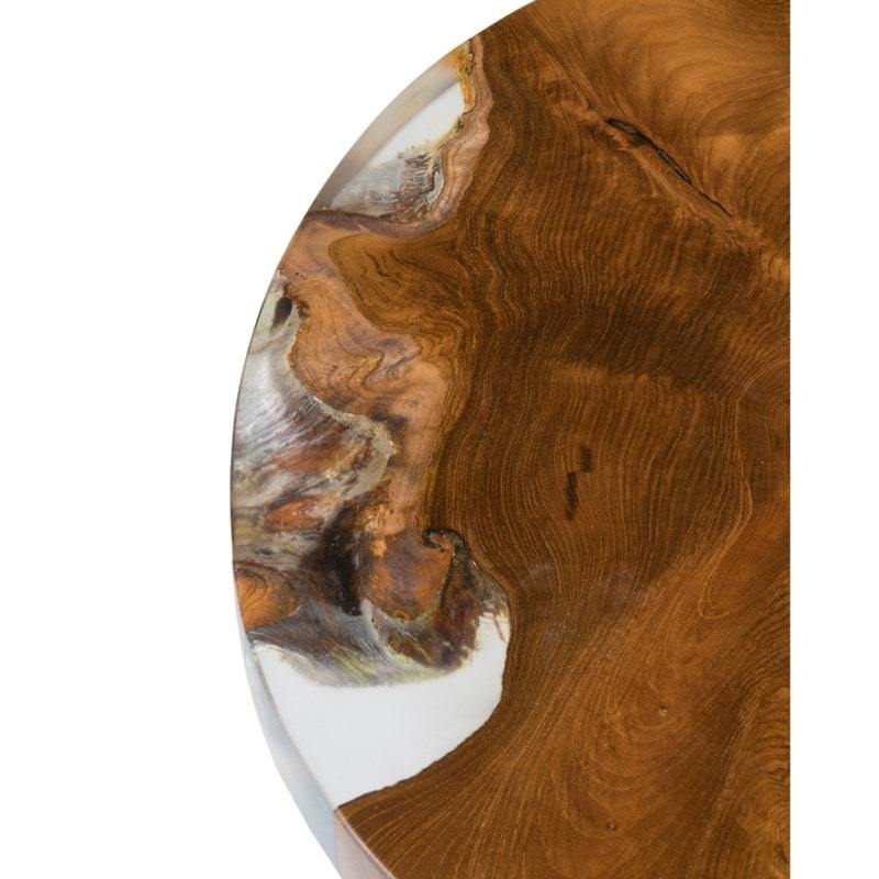 Queens Round icy wood side table with wood base by Jeffan | Side Tables | Modishstore - 3