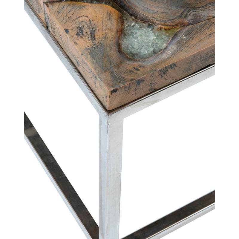 Uptown icy wood coffee table with stainless steel by Jeffan | Coffee Tables | Modishstore - 2