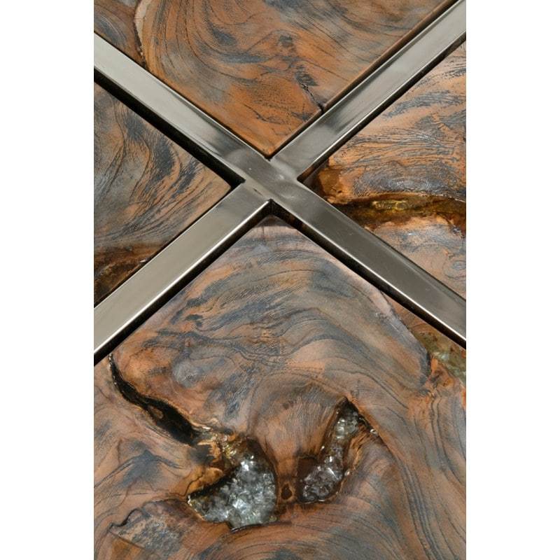 Uptown icy wood coffee table with stainless steel by Jeffan | Coffee Tables | Modishstore - 3