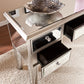 5 Drawer Wooden Console Table With Mirror Inserts, Silver And Gray  By Benzara | Console Tables |  Modishstore  - 5