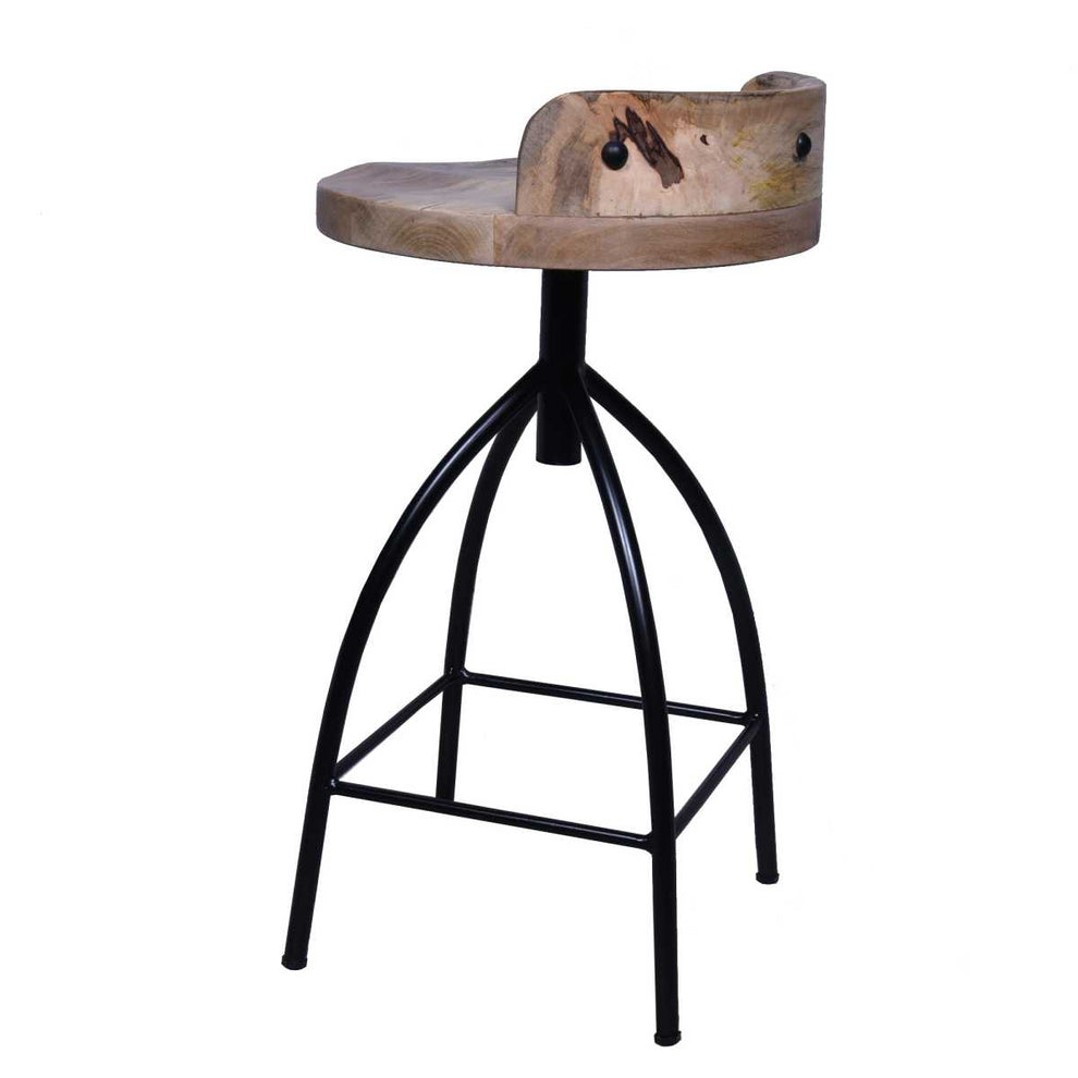 Industrial Style Adjustable Swivel Counter Height Stool With Backrest  By Benzara | Bar Stools |  Modishstore  - 3