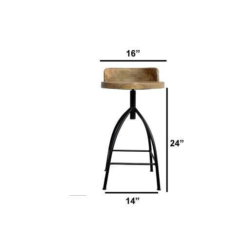 Industrial Style Adjustable Swivel Counter Height Stool With Backrest  By Benzara | Bar Stools |  Modishstore  - 11