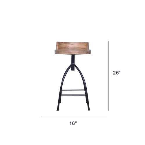 Industrial Style Adjustable Swivel Counter Height Stool With Backrest  By Benzara | Bar Stools |  Modishstore  - 4
