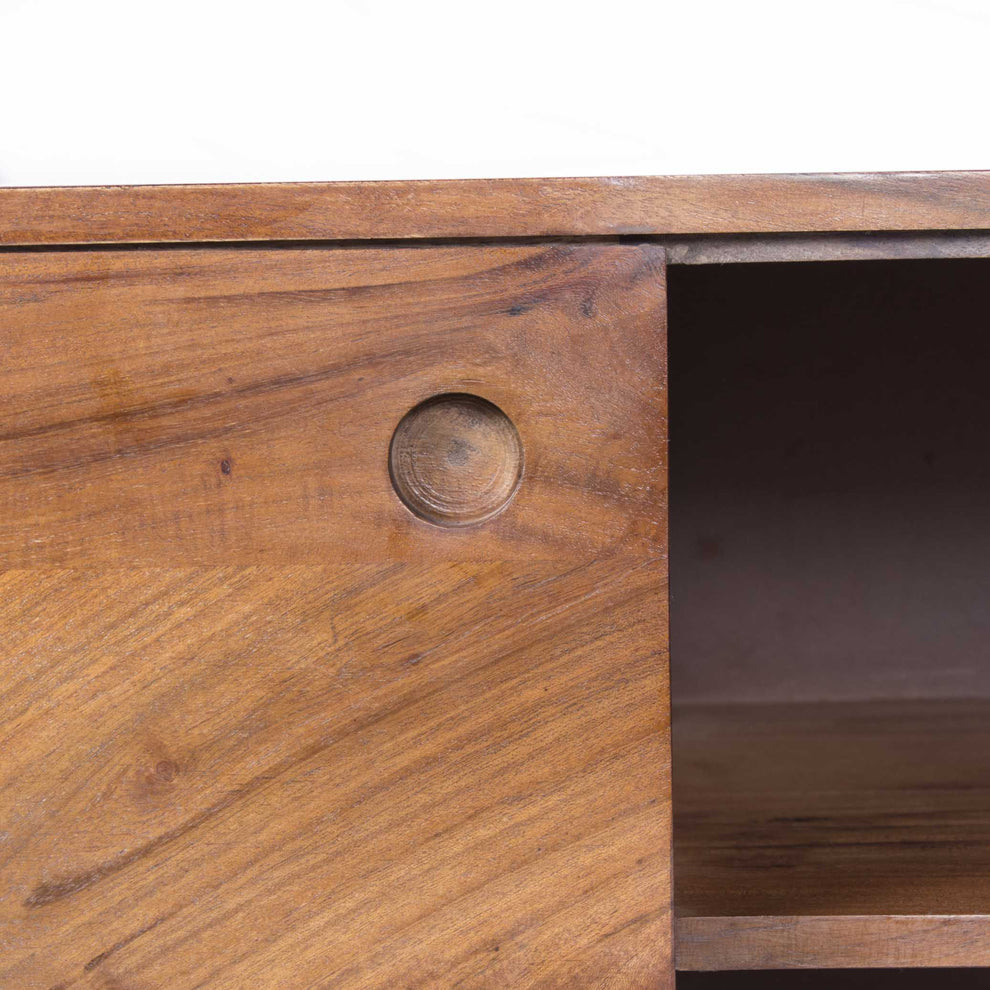 Mid Century Modern Acacia Wood Tv Unit With Wide Storage, Walnut Brown By Benzara | TV Stands |  Modishstore  - 3