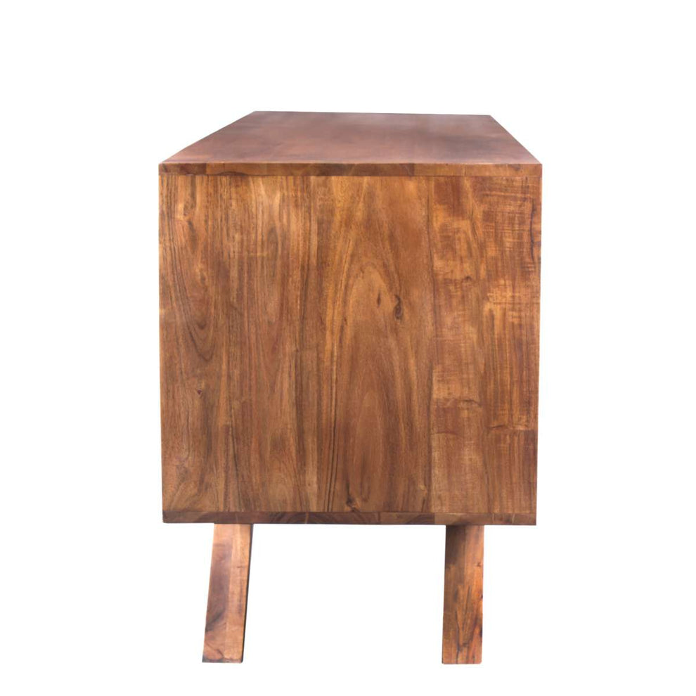 Mid Century Modern Acacia Wood Tv Unit With Wide Storage, Walnut Brown By Benzara | TV Stands |  Modishstore  - 8