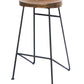 Mango Wood Saddle Seat Bar Stool With Iron Rod Legs, Brown And Black By Benzara | Bar Stools |  Modishstore  - 3