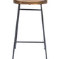 Mango Wood Saddle Seat Bar Stool With Iron Rod Legs, Brown And Black By Benzara | Bar Stools |  Modishstore 