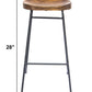 Mango Wood Saddle Seat Bar Stool With Iron Rod Legs, Brown And Black By Benzara | Bar Stools |  Modishstore  - 5