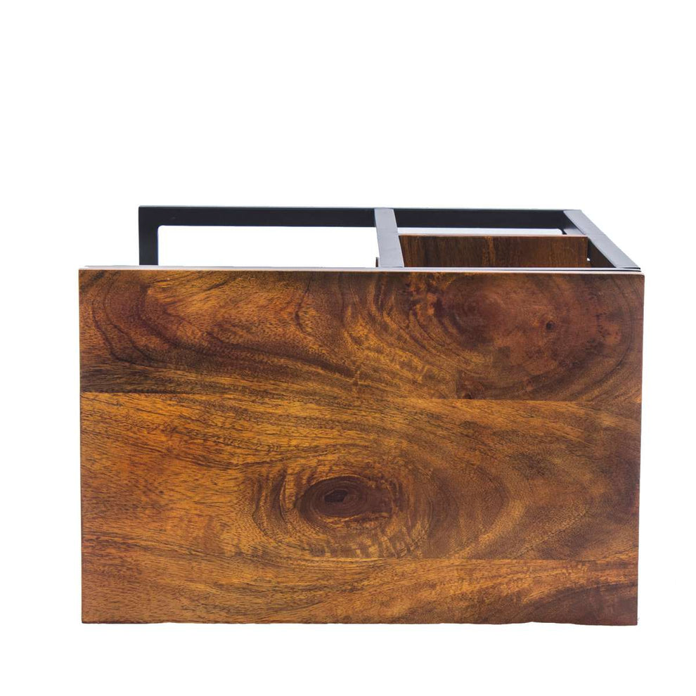 Iron Framed Mango Wood Accent Table With Lower Shelf, Brown By Benzara | Accent Tables |  Modishstore  - 5