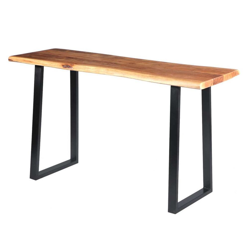 Industrial Wooden Live Edge Desk With Metal Sled Leg Support, Brown And Black By Benzara | Desks |  Modishstore  - 2