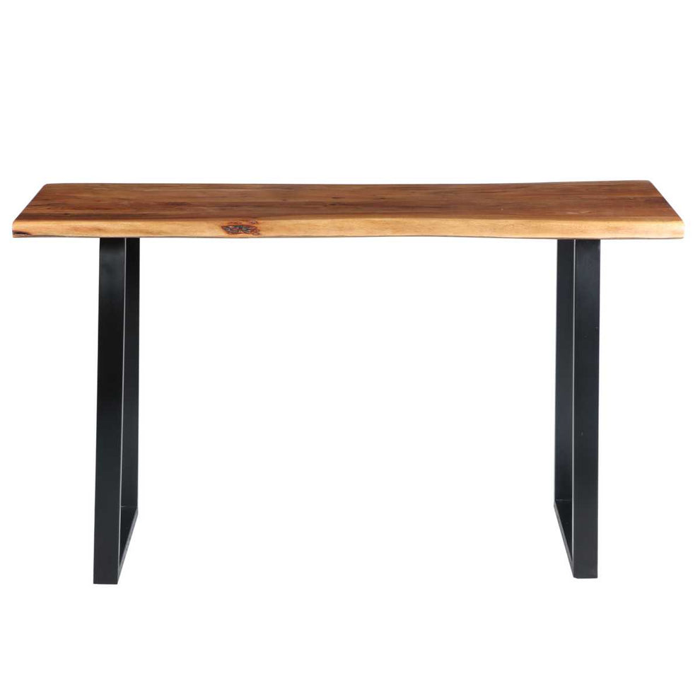 Industrial Wooden Live Edge Desk With Metal Sled Leg Support, Brown And Black By Benzara | Desks |  Modishstore  - 3