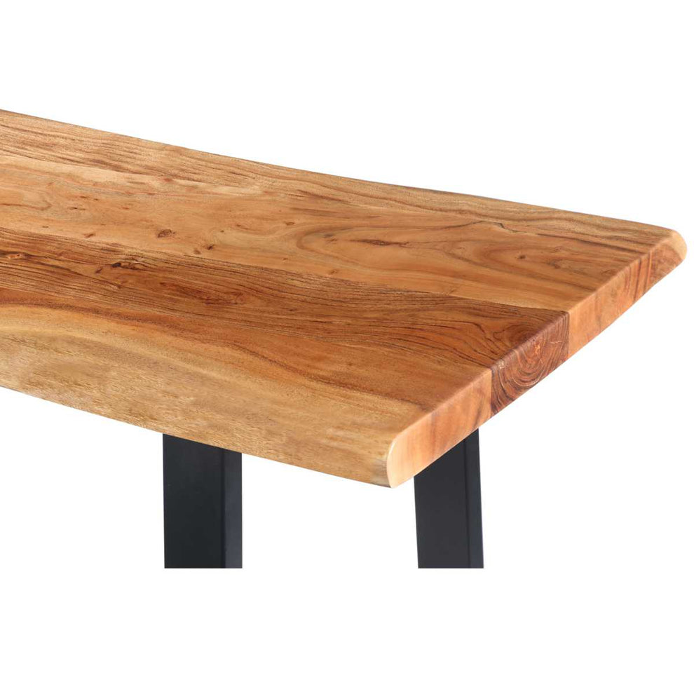 Industrial Wooden Live Edge Desk With Metal Sled Leg Support, Brown And Black By Benzara | Desks |  Modishstore  - 4