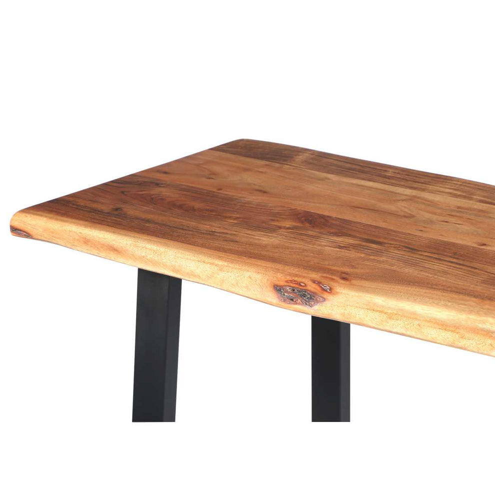 Industrial Wooden Live Edge Desk With Metal Sled Leg Support, Brown And Black By Benzara | Desks |  Modishstore  - 5