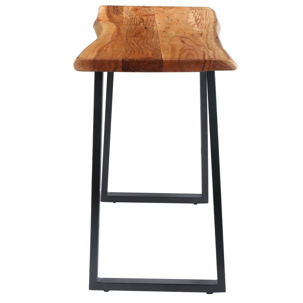 Industrial Wooden Live Edge Desk With Metal Sled Leg Support, Brown And Black By Benzara | Desks |  Modishstore  - 6