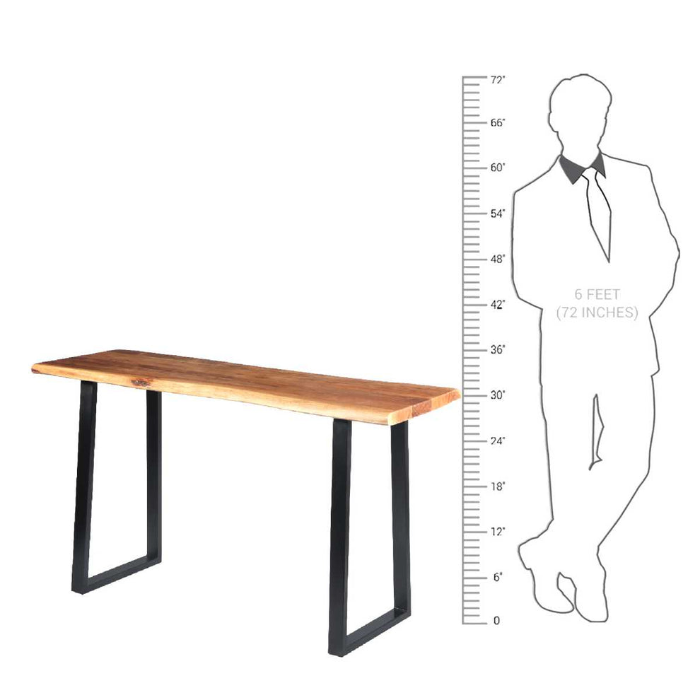 Industrial Wooden Live Edge Desk With Metal Sled Leg Support, Brown And Black By Benzara | Desks |  Modishstore  - 9