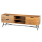 Roomy Wooden Media Console With Slanted Metal Base, Brown And Black By Benzara | Console Tables |  Modishstore  - 3