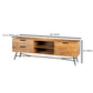 Roomy Wooden Media Console With Slanted Metal Base, Brown And Black By Benzara | Console Tables |  Modishstore  - 7