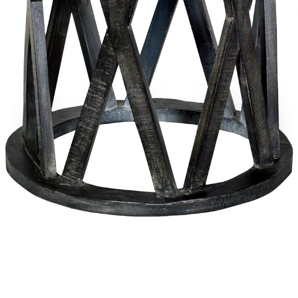 22 Inch Farmhouse Style Round Wooden End Table With Airy Design Base, Dark Gray By Benzara | Side Tables |  Modishstore  - 4