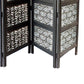 Four Panel Mango Wood Room Divider With Traditional Carvings, Black And White By Benzara | Room Divider |  Modishstore  - 4