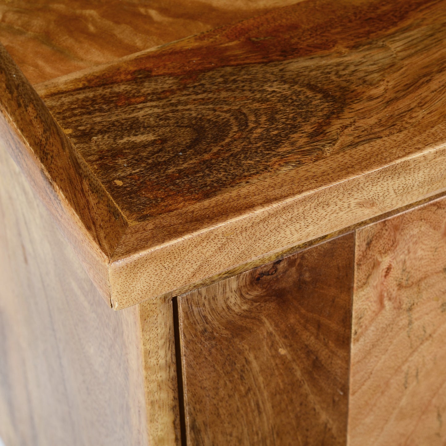 55 Inch Mango Wood Tv Stand With 2 Open Compartments, Brown And Black By Benzara | Cabinets |  Modishstore  - 5