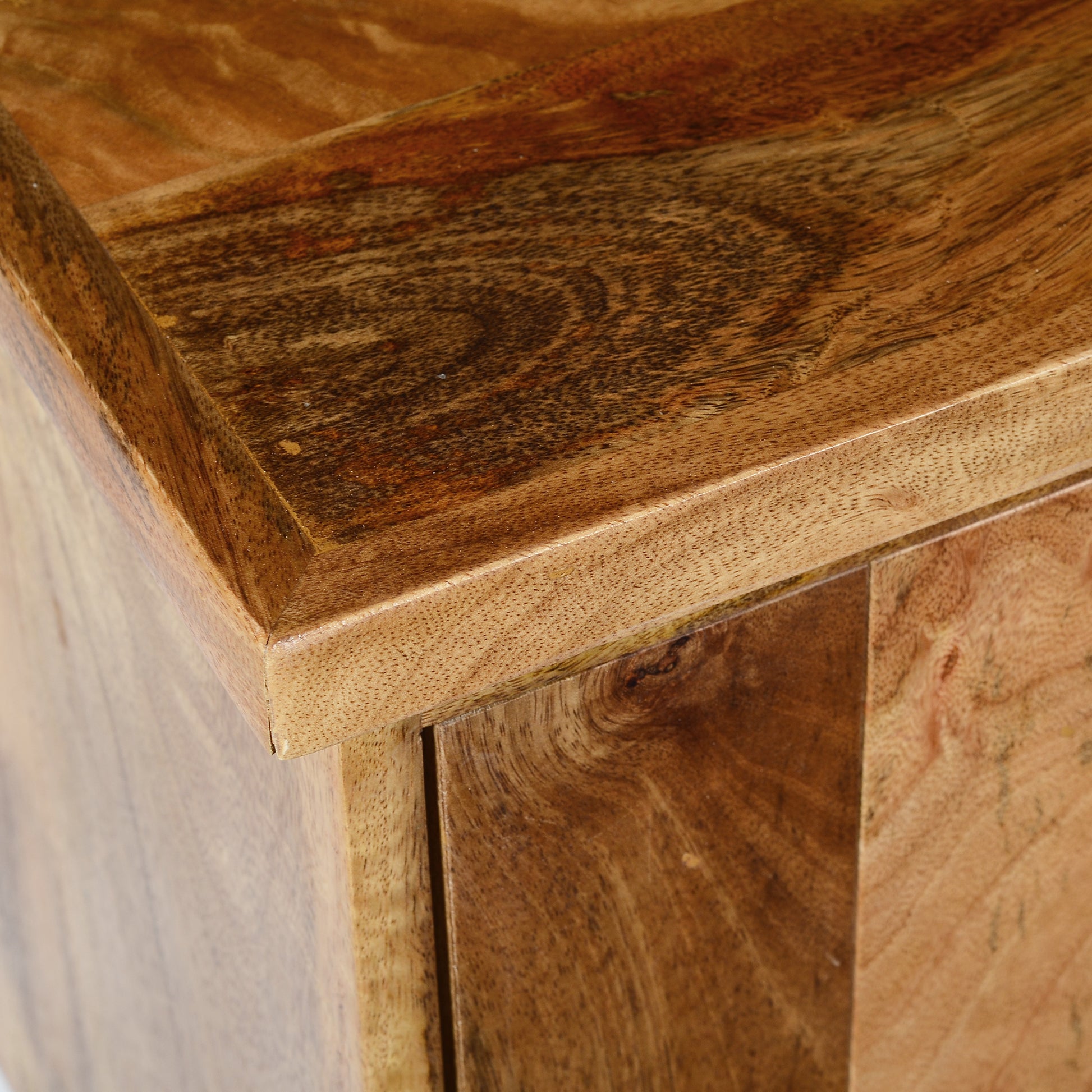 55 Inch Mango Wood Tv Stand With 2 Open Compartments, Brown And Black By Benzara | Cabinets |  Modishstore  - 5