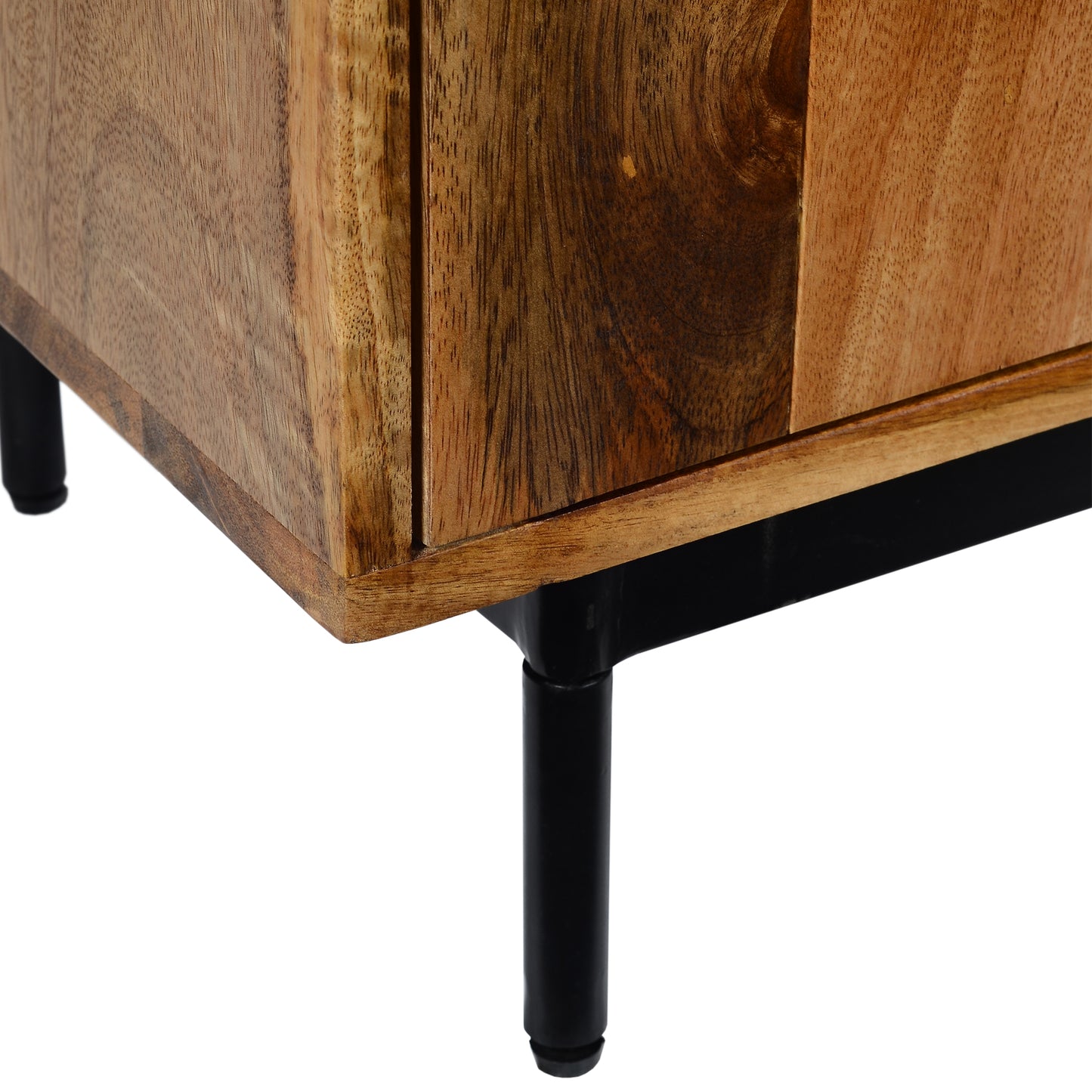 55 Inch Mango Wood Tv Stand With 2 Open Compartments, Brown And Black By Benzara | Cabinets |  Modishstore  - 6