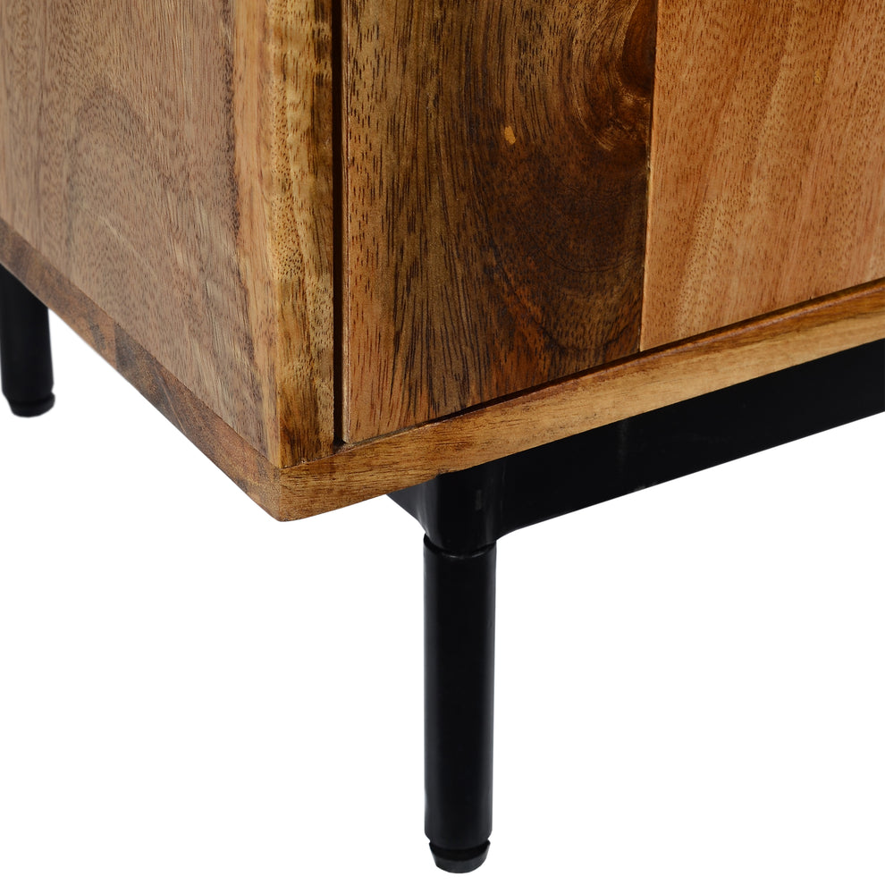 55 Inch Mango Wood Tv Stand With 2 Open Compartments, Brown And Black By Benzara | Cabinets |  Modishstore  - 6