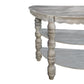 Half Moon Shaped Wooden Console Table With 2 Shelves And Turned Legs, Gray By Benzara | Console Tables |  Modishstore  - 4