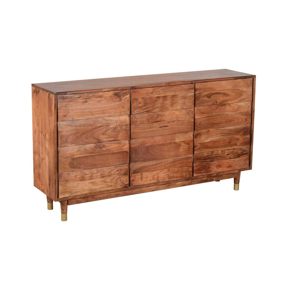 Handcrafted Wooden Sideboard With Shutter Design Door Storage, Rustic Brown By Benzara | Sideboards |  Modishstore  - 7