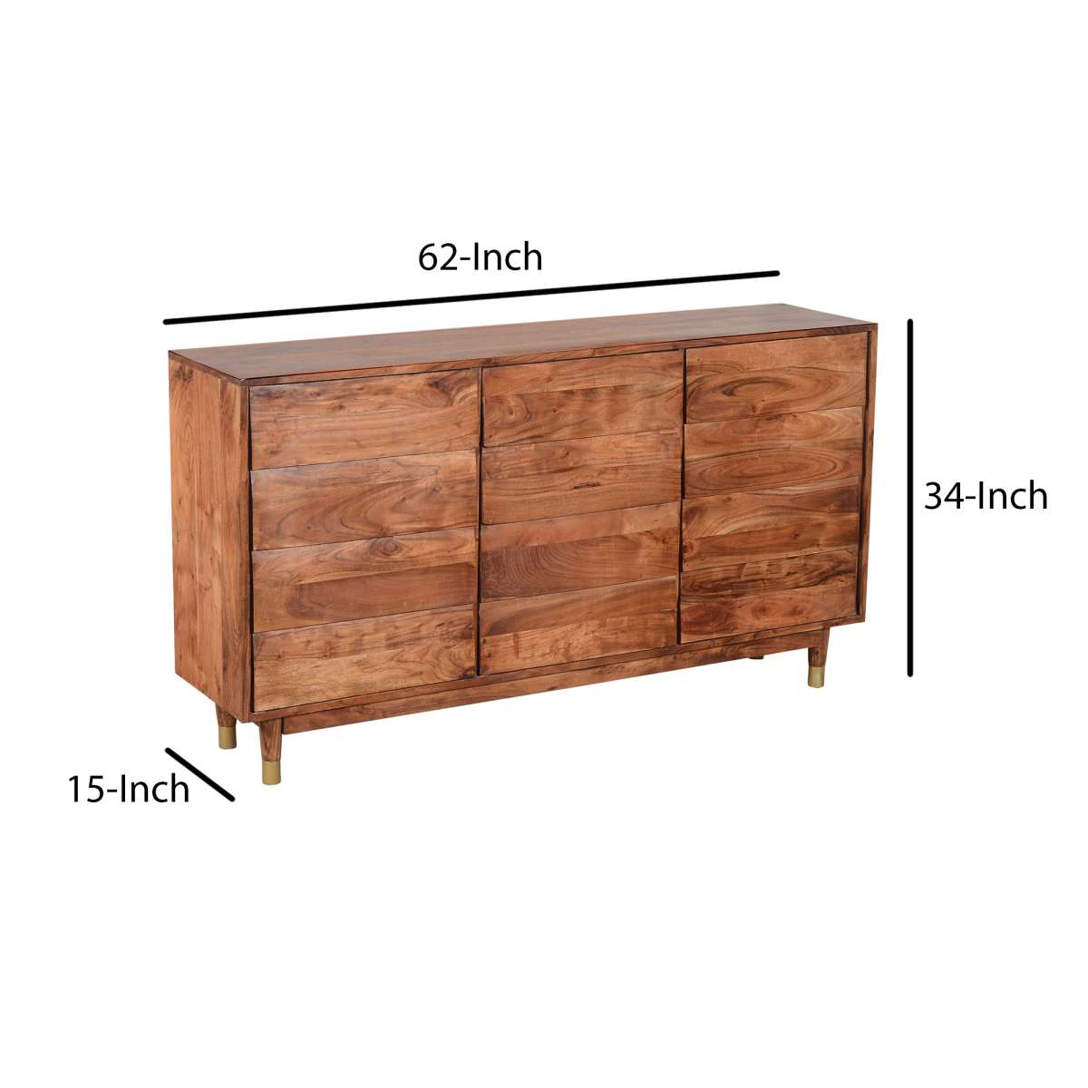 Handcrafted Wooden Sideboard With Shutter Design Door Storage, Rustic Brown By Benzara | Sideboards |  Modishstore  - 2