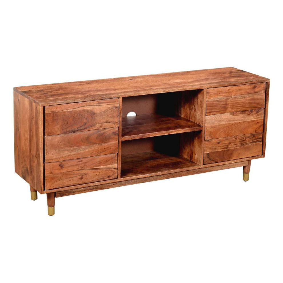 Handcrafted Wooden Tv Console With Live Edge Shutter Door Cabinets, Brown By Benzara | Cabinets |  Modishstore  - 6