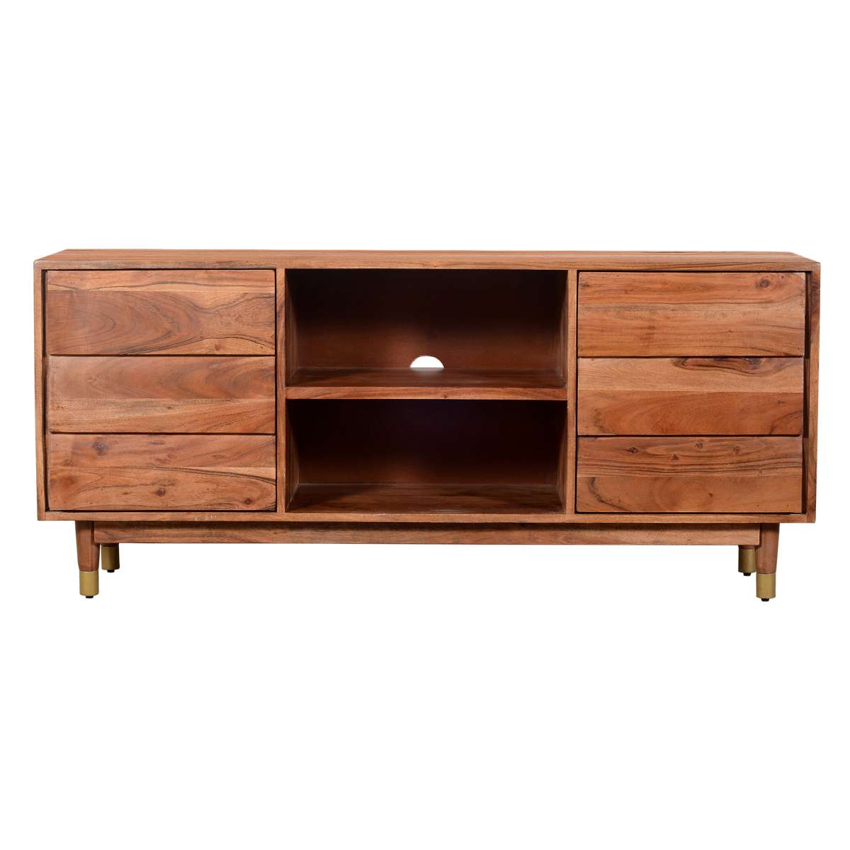 Handcrafted Wooden Tv Console With Live Edge Shutter Door Cabinets, Brown By Benzara | Cabinets |  Modishstore  - 5