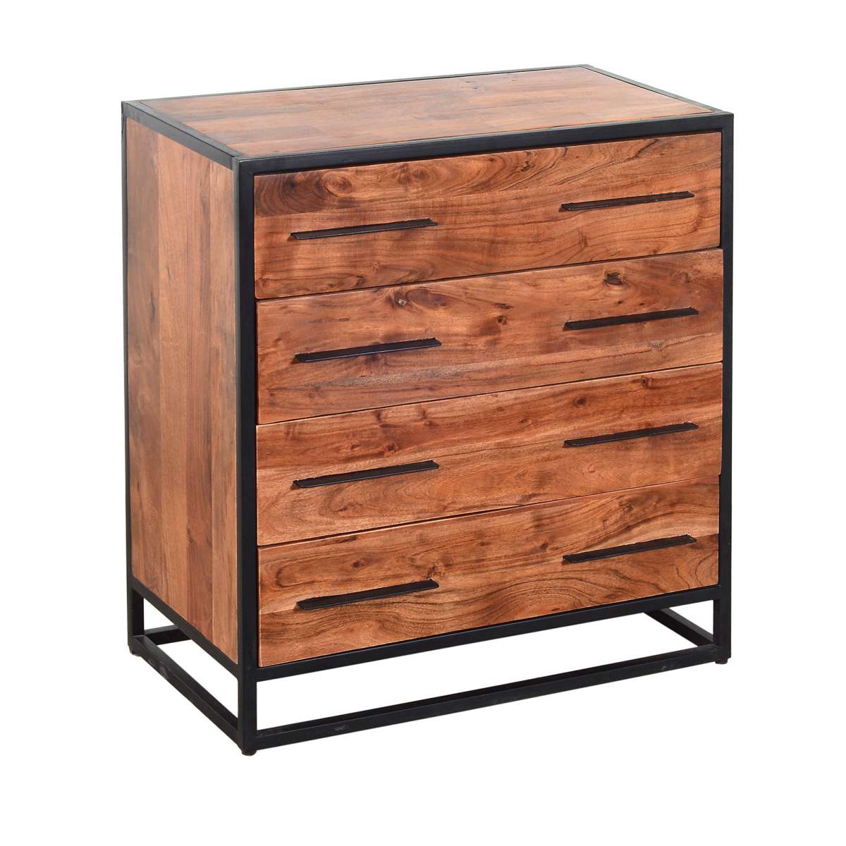 Handmade Dresser With Live Edge Design 4 Drawers, Brown And Black By Benzara | Dressers |  Modishstore  - 7