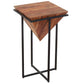 26 Inch Pyramid Shape Wooden Side Table With Cross Metal Base, Brown And Black By Benzara | Side Tables |  Modishstore  - 3