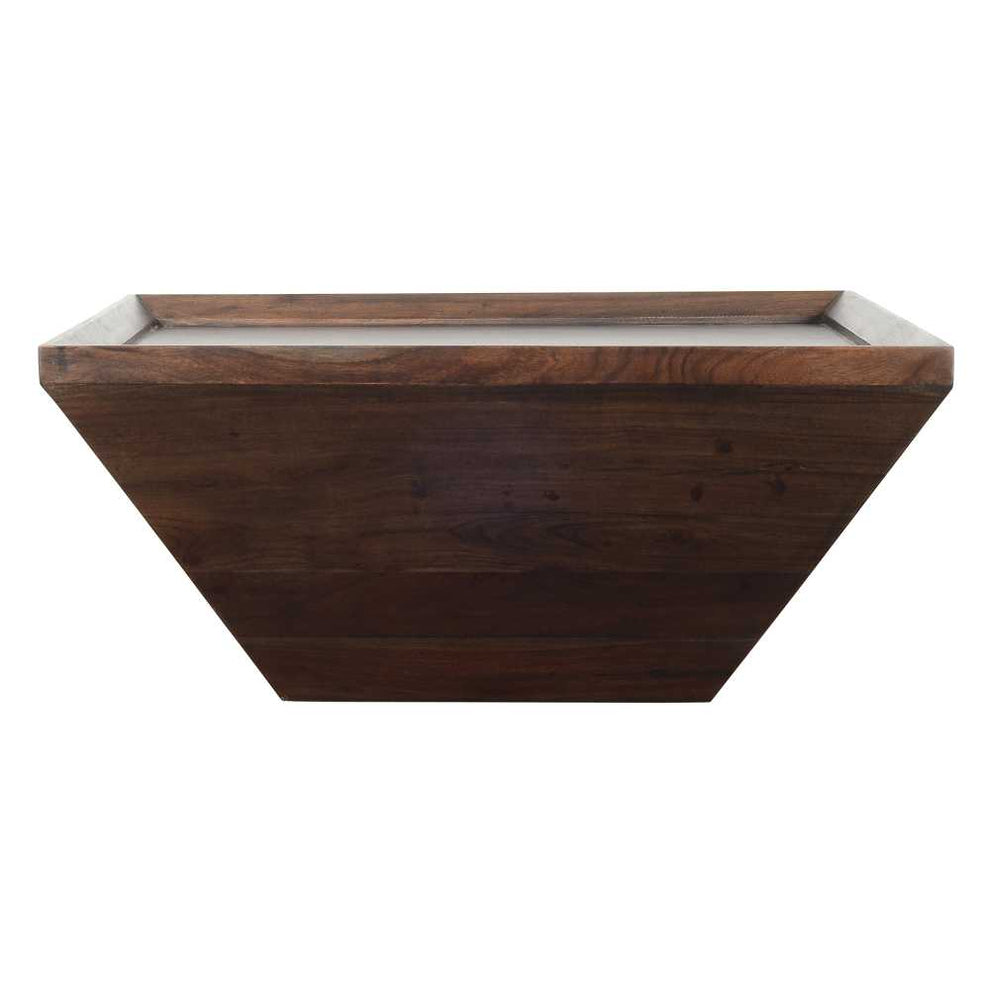 36 Inch Square Shape Acacia Wood Coffee Table With Trapezoid Base, Brown By Benzara | Coffee Tables |  Modishstore  - 5