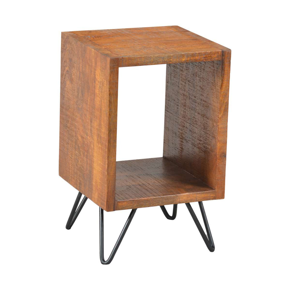 22 Inch Textured Cube Shape Wooden Nightstand With Angular Legs, Brown And Black By Benzara | Nightstands |  Modishstore  - 7