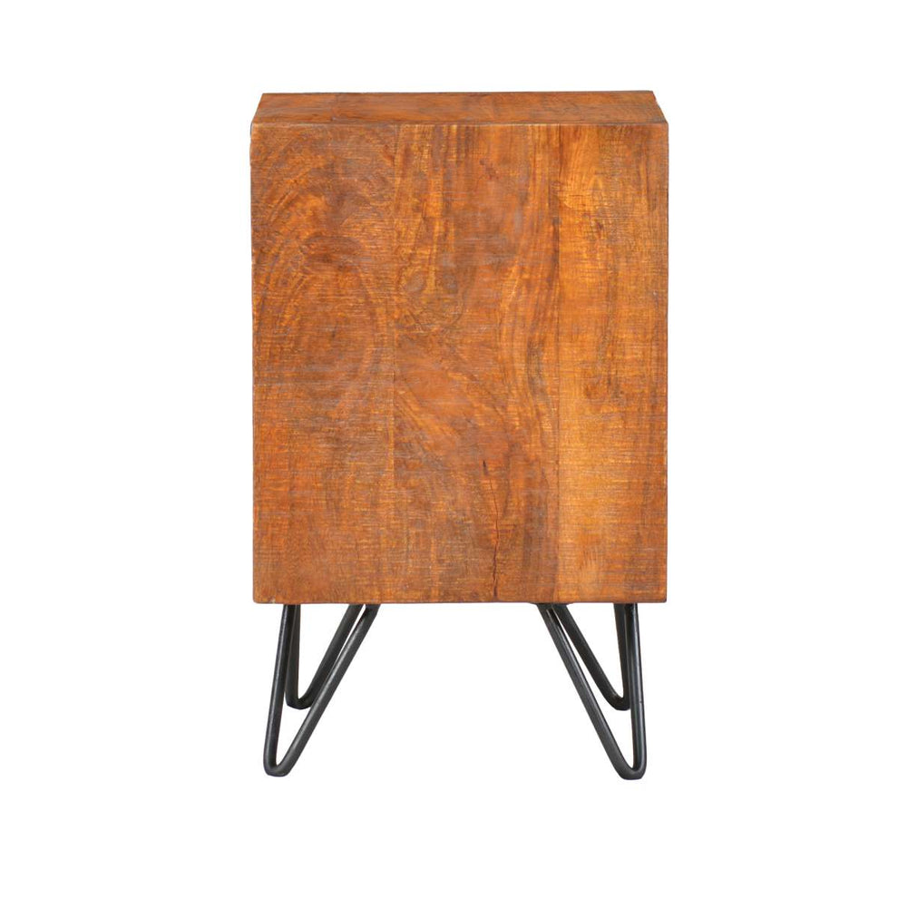 22 Inch Textured Cube Shape Wooden Nightstand With Angular Legs, Brown And Black By Benzara | Nightstands |  Modishstore  - 5