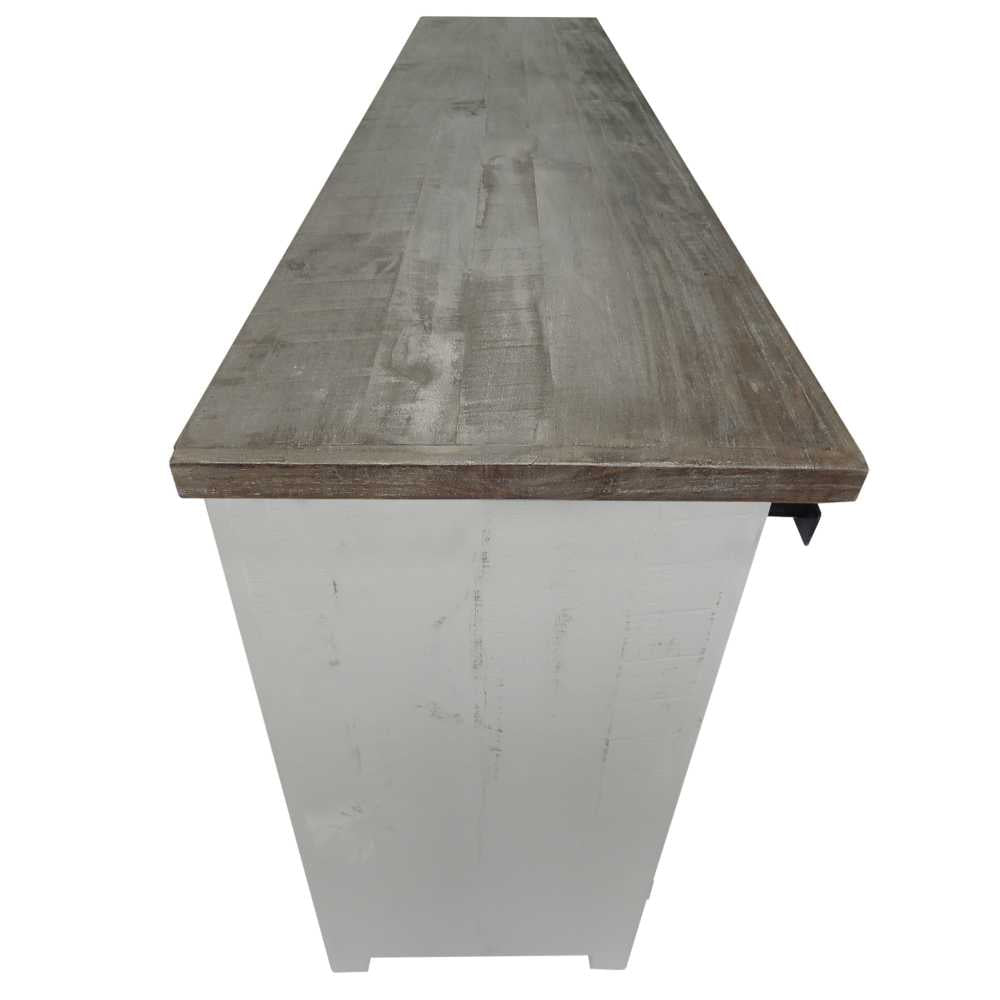 69 Inch Wooden Media Console With Barn Style Sliding Door, Brown And White By Benzara | Cabinets |  Modishstore  - 5