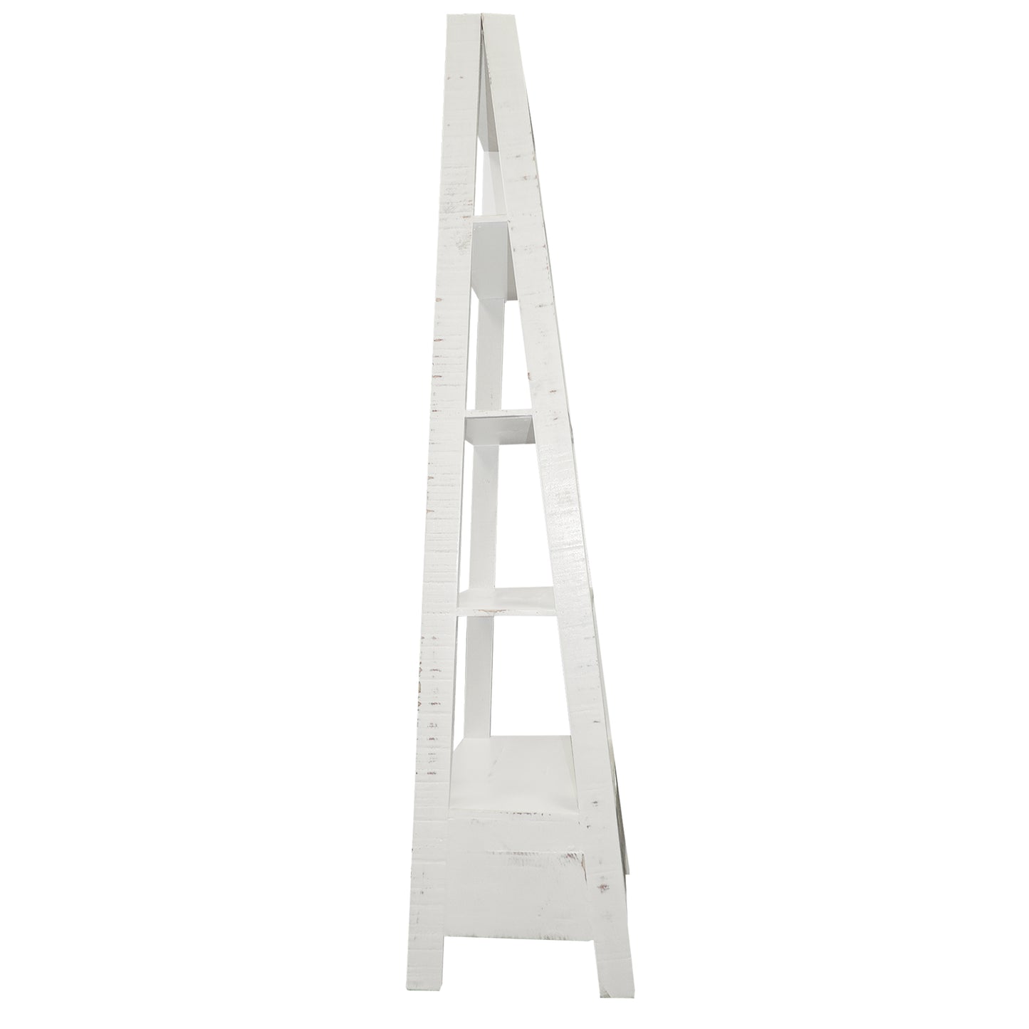 4 Shelf Wooden Ladder Bookcase With Bottom Drawer, Antique White By Benzara | Bookcases |  Modishstore  - 4