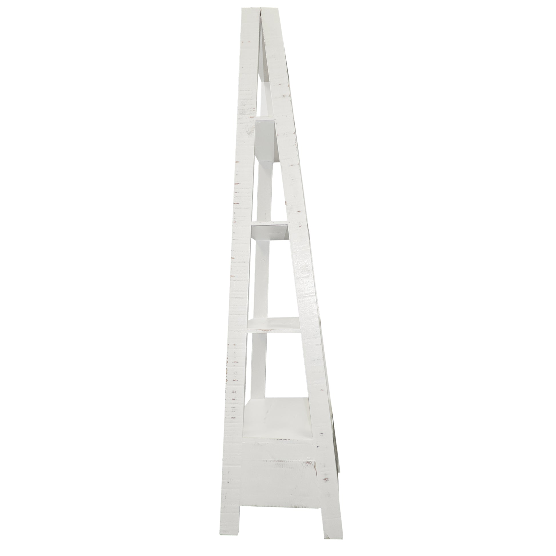 4 Shelf Wooden Ladder Bookcase With Bottom Drawer, Antique White By Benzara | Bookcases |  Modishstore  - 4