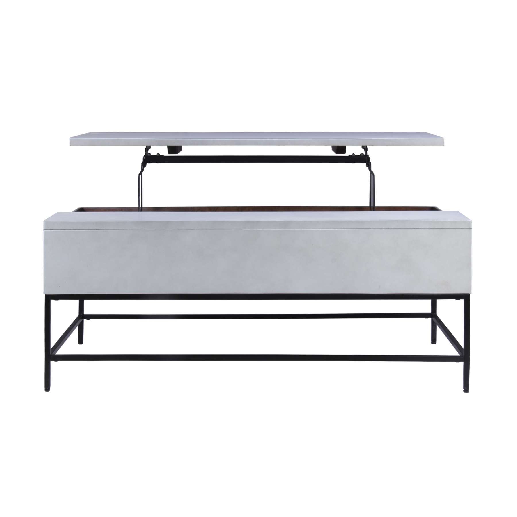 46 Inch Lift Top Storage Mango Wood Coffee Table With Tubular Metal Base,Gray And Black By Benzara | Coffee Tables |  Modishstore  - 7